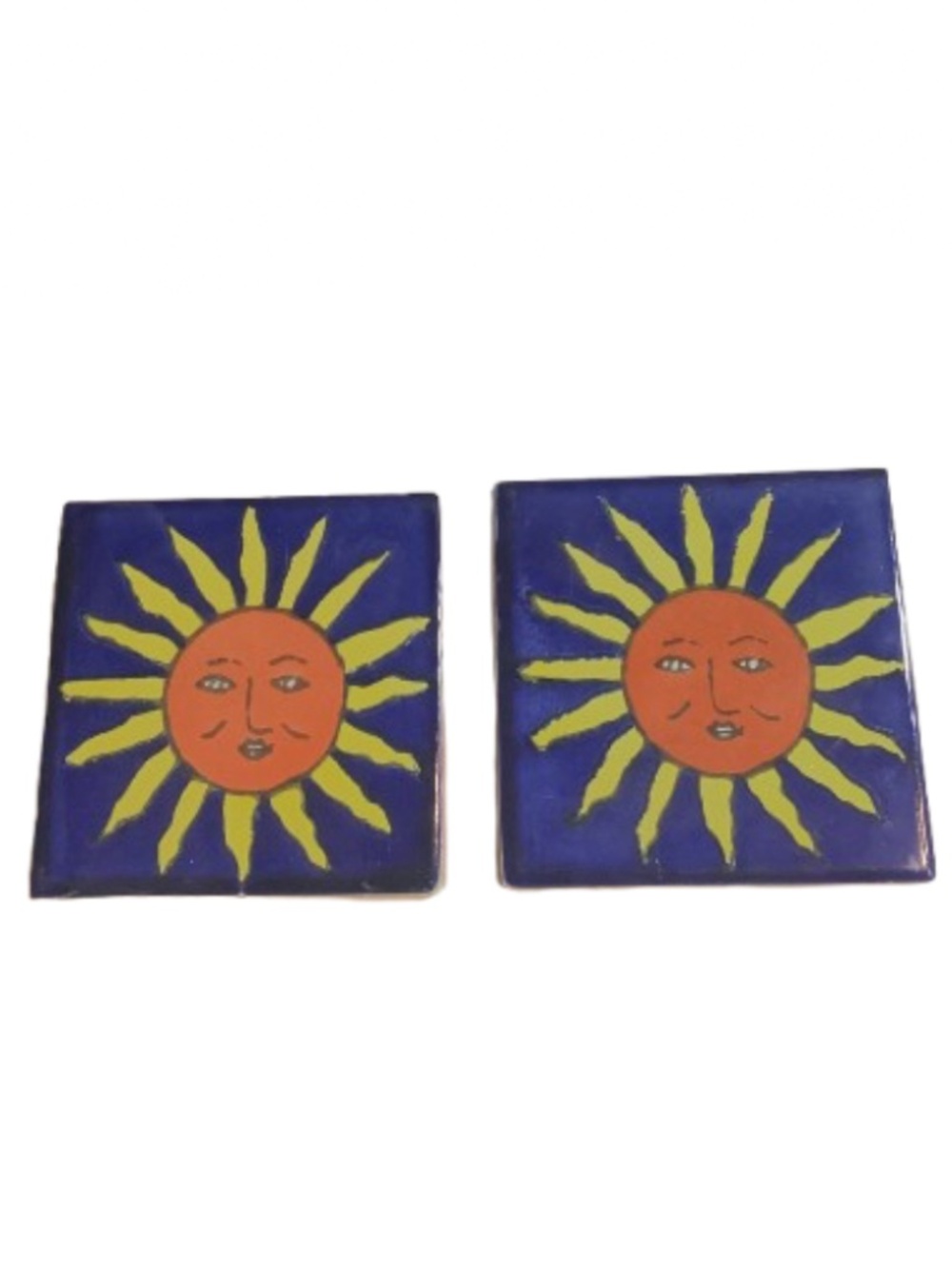 Mexican Talavera Sun Tile Coasters - Set of 2